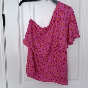 JODIFL Pink and Orange Leopard Print Blouse
